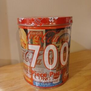 NWT Coca-Cola Vintage Red Design Canister w/ 700 pc Puzzle.
